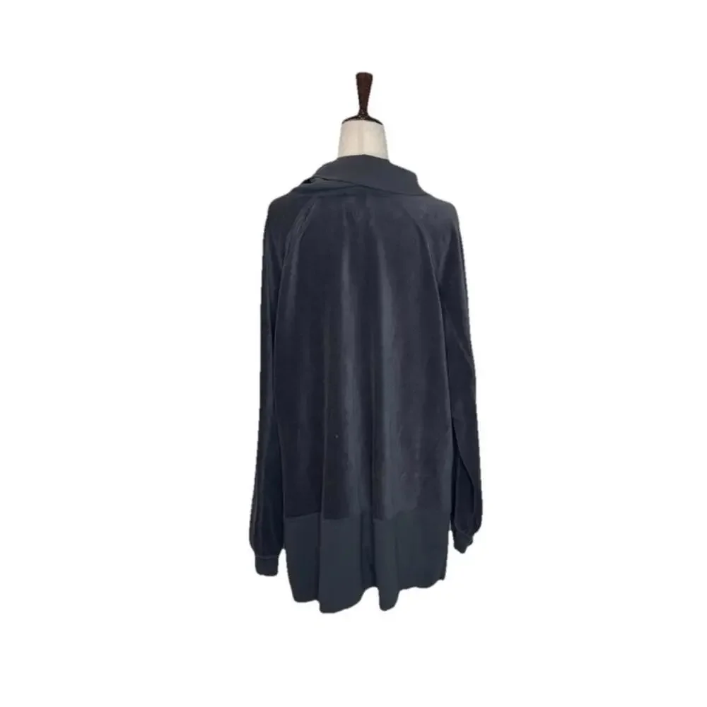 Free People Movement Last Chance Oversize Pullover Sweatshirt M Velour Charcoal - Picture 5 of 9